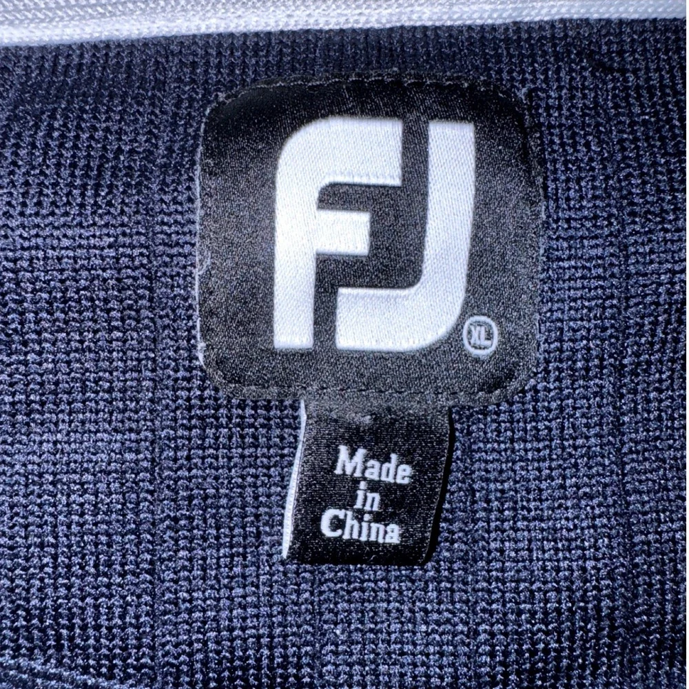 FootJoy Mens 1/4 Zip Pullover XL Black BMW Championship Ribbed Golf Sweater